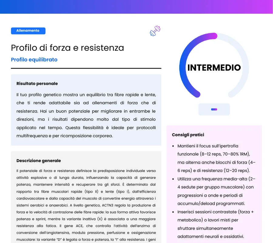 Dettaglio di una pagina reale del report